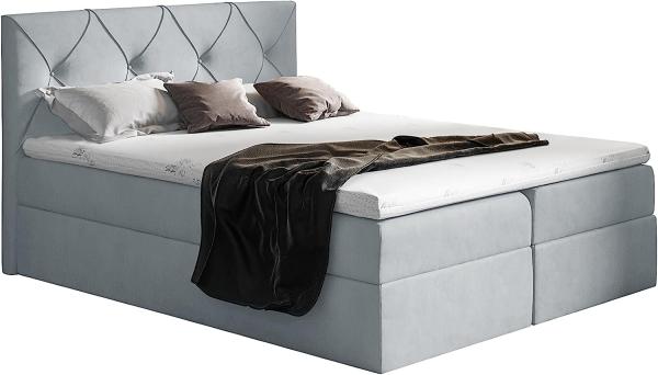 99rooms Arian Boxspringbett Velours 140 x 200 cm Silber