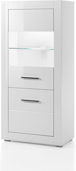 Vitrine Carrara in Hochglanz weiß 65 x 142 cm