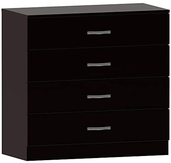Vida Designs schwarz Kommode, 4 Schubladen mit Metall Griffe & Läufer, Einzigartige Anti-Bowing Schublade Unterstützung, Riano Schlafzimmer Aufbewahrung Möbel