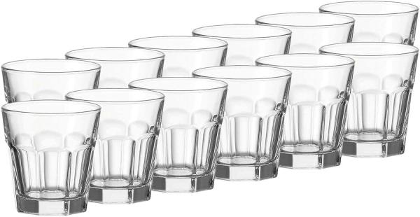 Leonardo Rock Whiskeybecher 12er Set, Whiskey, Whiskyglas, Tumbler, Klarglas, Glas, 180 ml, 97940