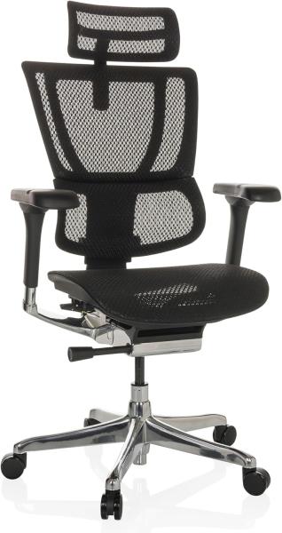 hjh OFFICE Bürostuhl ERGOHUMAN Slim I Netz ergonomischer Bürosessel mit Flexibler Lordosenstütze, Schwarz, 652288