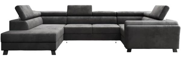 Designer Sofa Emilio mit Schlaf- und Klappfunktion Samt Anthrazit Links