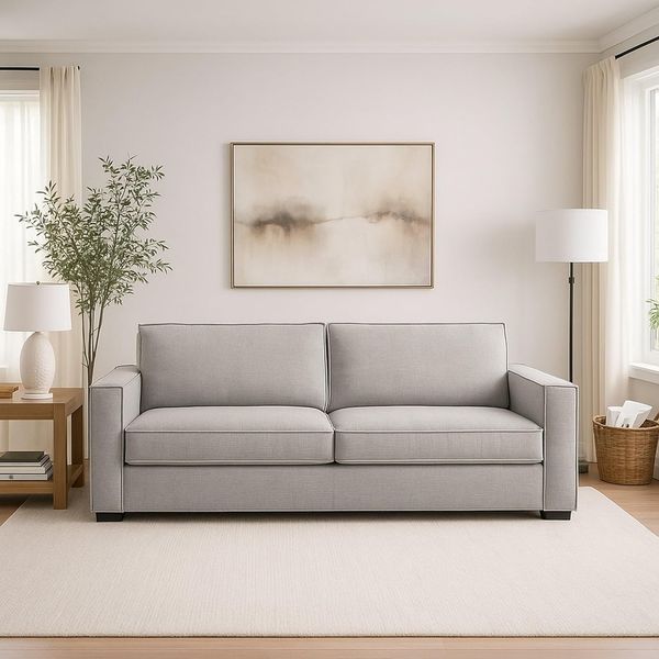 Talamo Italia Francesca 2-Sitzer-Sofa, Wohnzimmersofa, Made in Italy, aus gepolstertem Stoff, mit schmalen Armlehnen, Cm: 160x95h90, Farbe Grau