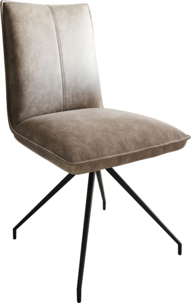 Esszimmerstuhl Lelio-Flex Mikrofaser Taupe Vintage Kreuzgestell konisch Schwarz Taschenfederkern