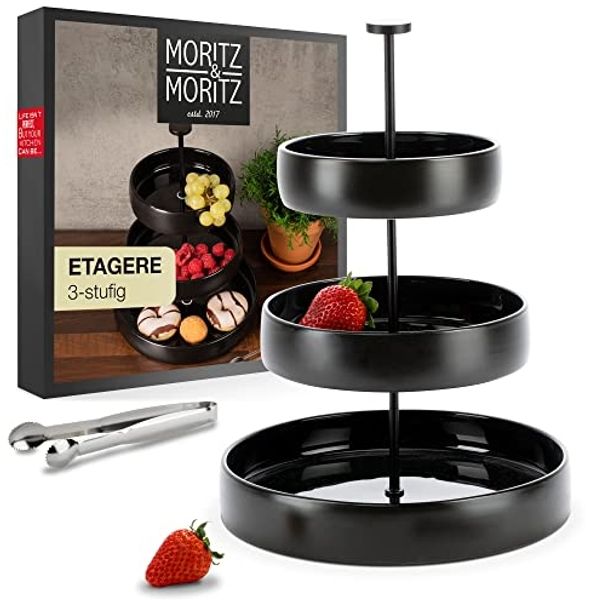 Moritz & Moritz Etagere Obst Etagere, Steingut, (3 Etagen, 2-tlg), Perfekt als Obstschale für Obst Aufbewahrung, Muffins und Cupcakes