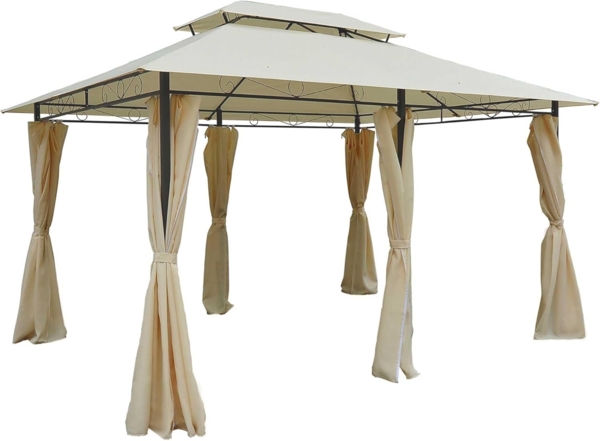 Pavillon Gartenzelt Doppeldach 3x4 m Milchweiß - milchweiß-schwarz - Outsunny Gartenpavillon