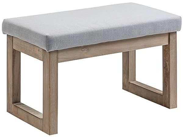HOMCOM Fußhocker Polsterhocker mit Leinenoptik, (Eingangbank, 1 St, Fußbank), Grau 68 x 38 x 42 cm