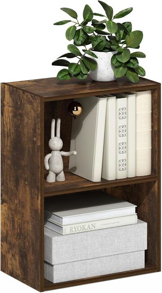 Furinno Luder 2-stufiges Bücherregal mit offenem Regal, Bernsteinkiefer