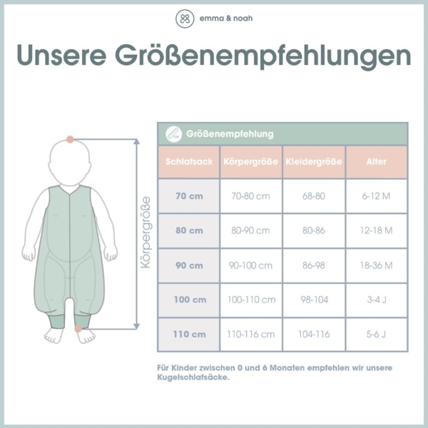 emma & noah Premium Baby Schlafsack mit Füßen Ganzjahr, Bequem & Atmungsaktiv, 100% Bio-Baumwolle, Oeko-TEX Zertifiziert, Flauschig, Bewegungsfreiheit, 2.5 TOG (Leo Grau, 70 cm) Bild 6