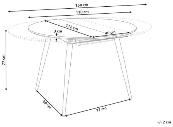 Ausziehbarer Esstisch SENIAC Braun 110 150 cm 112 cm Bild 3