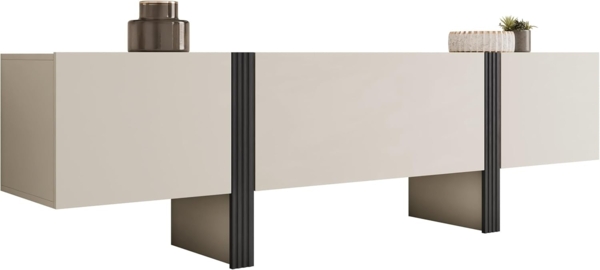 TV-Lowboard 200 3D Tamisa 01 (Farbe: Cashmere / Cashmere + Schwarz)