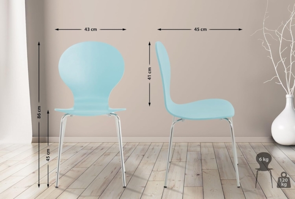 4er Set Besucherstuhl Diego, Blau Bild 3