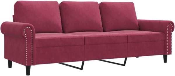 vidaXL 3-Sitzer-Sofa Weinrot 180 cm Samt