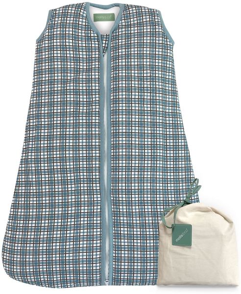 molis&co - Baby Schlafsack ärmellos - Ideal für den Winter - Babyschlafsack tog 2.5 ohne Ärmel - 100% Baumwolle (Oeko-TEX 100), Premium Qualität - Merlot Check (95 cm, 18-36 Monate)