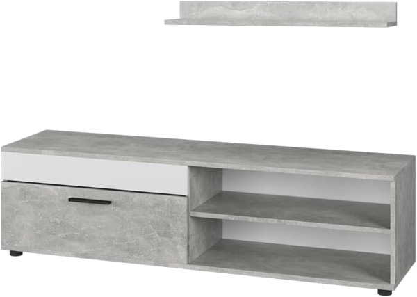 Vicco Lowboard & Regal Beton/Weiß mit 1 Klappe, Berno