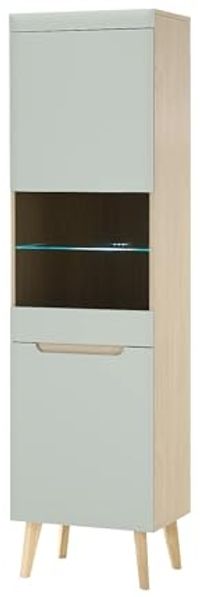 Vitrine Isgard in Pistazie und Eiche 53 x 197 cm