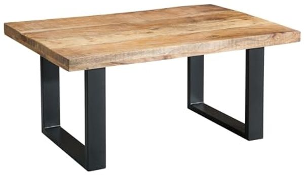 riess-ambiente Couchtisch IRON CRAFT 100cm natur / schwarz (Einzelartikel, 1-St), Wohnzimmer · Massivholz · Metall · Kufen-Gestell · eckig · Design