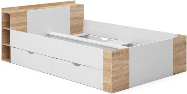 VitaliSpa Schubladenbett Pulsar Sonoma Weiß, 140x200 cm