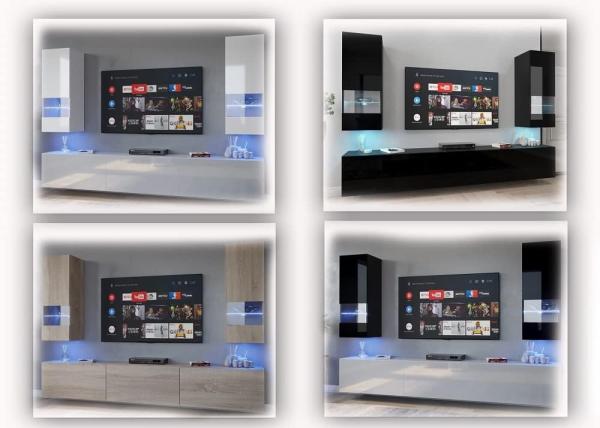 FURNITECH SEZANA AN21 Möbel Schrankwand Wandschrank Wohnwand Mediawand mit Led Beleuchtung Wohnzimmer (LED RGB (16 Farben), AN21-18BW-HG5 1A) Bild 4