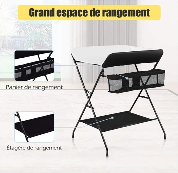 OHMG Baby Wickelkombi Klappbare Wickelkommode,Wickeltisch mit Rollen,Mobiler Wickeltisch mit Wickelauflage,Sicherheitsgurt und Ablagefächern,Wasserdicht und Höhenverstellbar,Stabil Bild 8