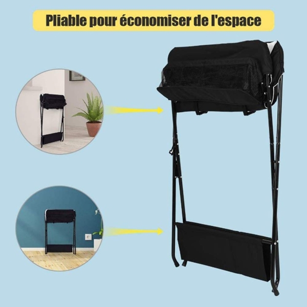 OHMG Baby Wickelkombi Klappbare Wickelkommode,Wickeltisch mit Rollen,Mobiler Wickeltisch mit Wickelauflage,Sicherheitsgurt und Ablagefächern,Wasserdicht und Höhenverstellbar,Stabil Bild 9