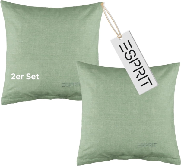 Esprit Bettwäsche HARP Renforcé Kissenbezüge und Bettwäsche, Baumwolle, 2 teilig, 40 x 40 cm 2er Pack in Grün