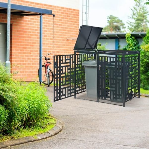 Mülltonnenverkleidung Bernalda für 2 Tonnen Stahl Anthrazit [casa. pro]