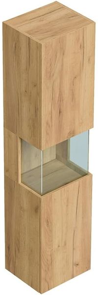 Lomadox Hochschrank LIVIGNO-02 150cm hoch, wandhängend, mit Glaselement, Eiche