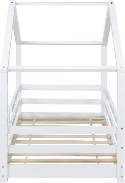 en.casa Hausbett 90x200 cm Weiß, inkl. Lattenrost und Rausfallschutz Bild 6