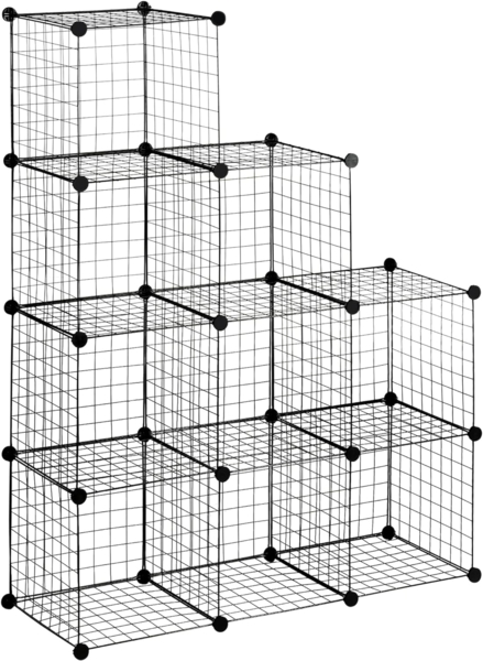 HOMCOM Steckregal Steckregal aus Stahldraht, DIY Würfelregal, 9 Fächer, Schuhregal 9-tlg, Schwarz, 35 x 35 x 35 cm je Würfel