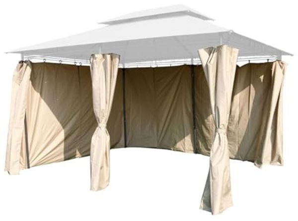 6er Seitenteile Set Pavillon 4x3m Gartenpavillon Seitenwand Sichtschutz robust taupe