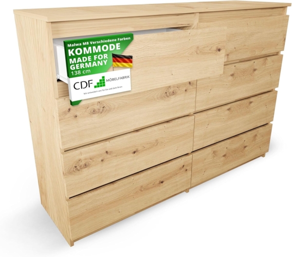 ibonto Kommode Große Mehrzweckschrank mit 8 Grifflosen Schubladen