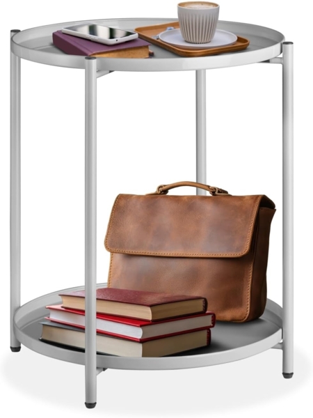 tectake Beistelltisch Couchtisch Oxford 45,5x45,5x53cm (1-St, 1 tlg), Abnehmbare Ablageflächen in Tablettform mit schützendem Rand