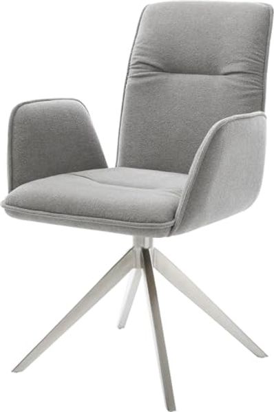 Drehstuhl Vinja-Flex Strukturstoff Soft Grau Kreuzgestell breit Edelstahl 360° drehbar Wippfunktion