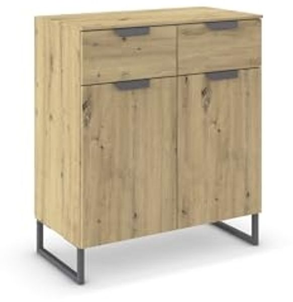 Kommode >Aditio Box< in Eiche Artisan, Holzwerkstoff - 80x92x44cm (BxHxT)