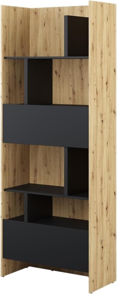 MEBLINI Schrank für Schrankbett Bed Concept - Hochschrank mit Regalen, Fächern und Schublade - BC-22 - Artisan Eiche/Schwarz