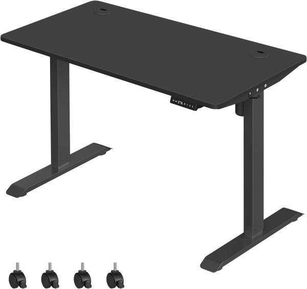 Höhenverstellbarer Schreibtisch elektrisch, 60x120 cm Tischoberfläche, stufenlos verstellbar, Memory-Funktion mit 3 Höhen, Auffahrschutz, schwarz 120 x 60 x 71-117