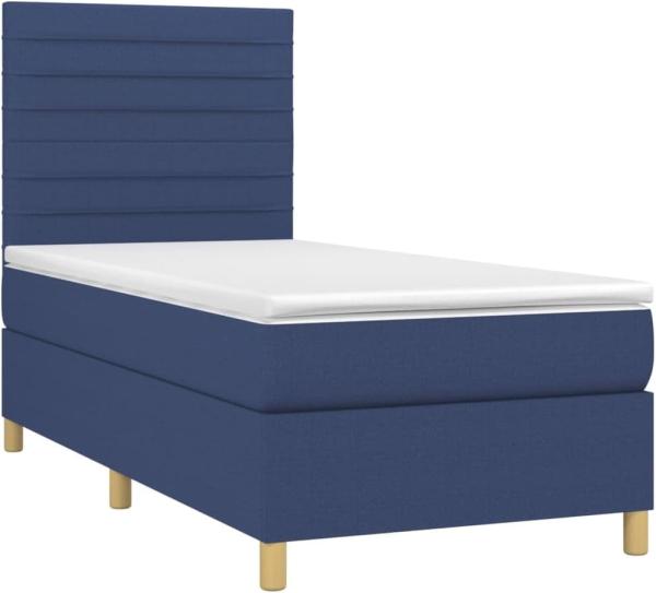 vidaXL Boxspringbett mit Matratze Blau 90x200 cm Stoff 3142391