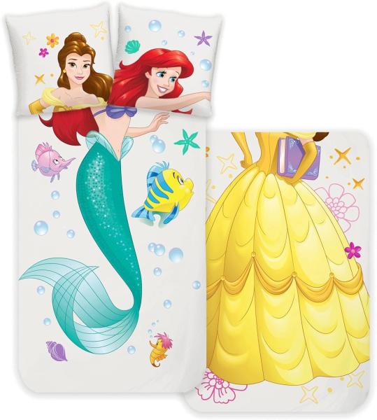 Disney Kinderbettwäsche Disney Home Princess Kinder Wendebettwäsche Set, 2 teilig, Mit Reißverschluss, 100% Baumwolle