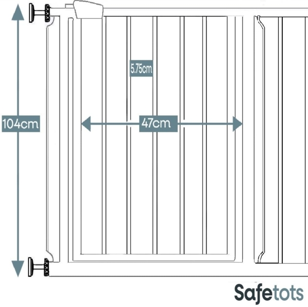 Safetots Extrahoher Metall-Sicherheitsgitter, Druckmontage, 100. 8cm - 108. 4cm, Schiefergrau, 104cm Höhe, Extrahohe Treppengitter, Gitter für hohe Babys, Einfache Installation Bild 3