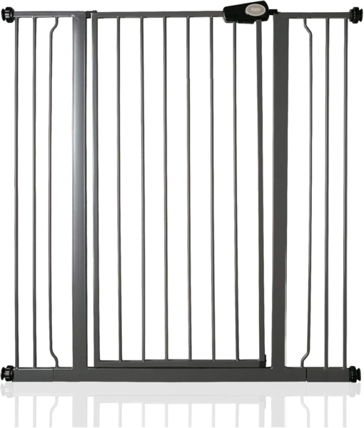 Safetots Extrahoher Metall-Sicherheitsgitter, Druckmontage, 100. 8cm - 108. 4cm, Schiefergrau, 104cm Höhe, Extrahohe Treppengitter, Gitter für hohe Babys, Einfache Installation Bild 1