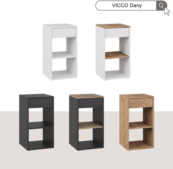 Nachttisch Dany Goldkraft Eiche 2er Set Vicco Bild 8