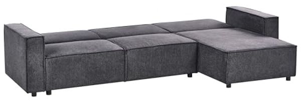 Eckschlafsofa 3-Sitzer ROMEDAL II Stoff Graphitgrau linksseitig Bild 5
