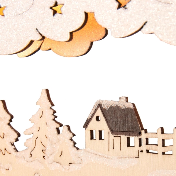 BRUBAKER LED Schwibbogen 3D Lichterbogen - Sternsinger - LED-Beleuchtung mit Batterie und Kabel (1-tlg), Holz Natur - 27 x 40 x 7,5 cm - Handbemalte Figuren Bild 7