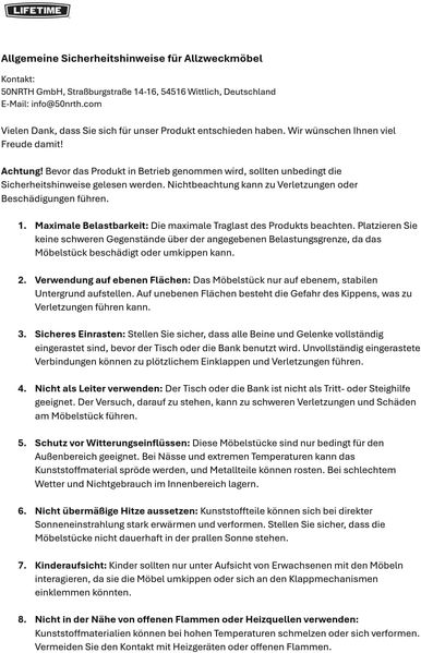 Lifetime Kunststoff Klapptisch Camping | Weiß | Bild 5