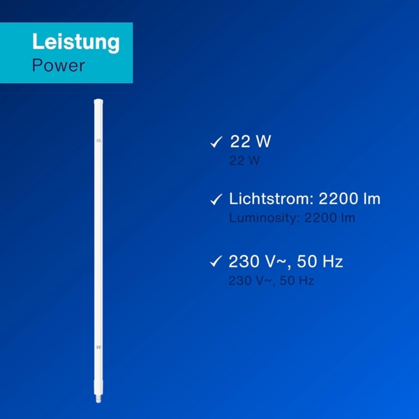 REV Feuchtraumleuchte LED Slim Pro 22W 2200 lm 146 cm IP65 Bild 6