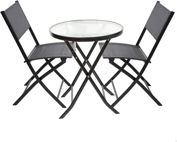 Aktive 61120 Set Tisch und Stühle für den Garten, anthrazit