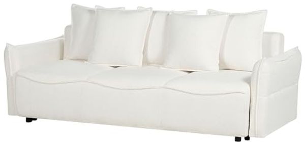 Schlafsofa KRAMA Weiß Bouclé