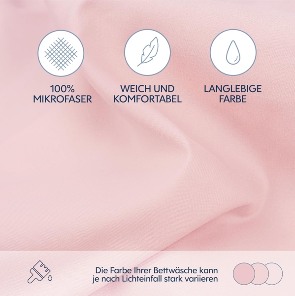 Dreamzie Spannbetttlaken 140x200 cm - Hoher Steg bis 33 cm - 100% Mikrofaser - Rosa - Schadstoffgeprüft (Oeko TEX), Bettlaken mit Gummizug Bild 4