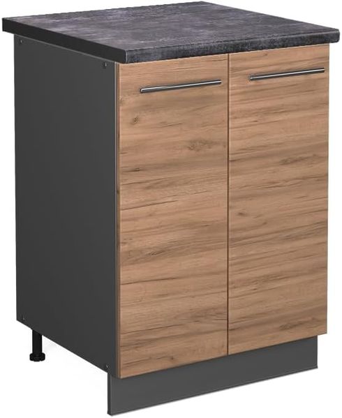 Vicco Küchenunterschrank Fame-Line, Goldkraft Eiche/Anthrazit, 60 cm, AP Anthrazit